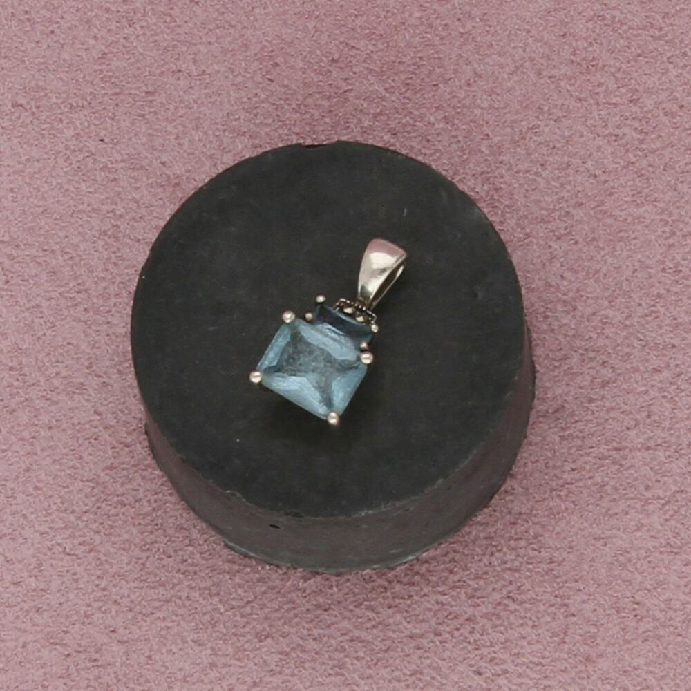 sterling silver marcasite studded blue cz pendant